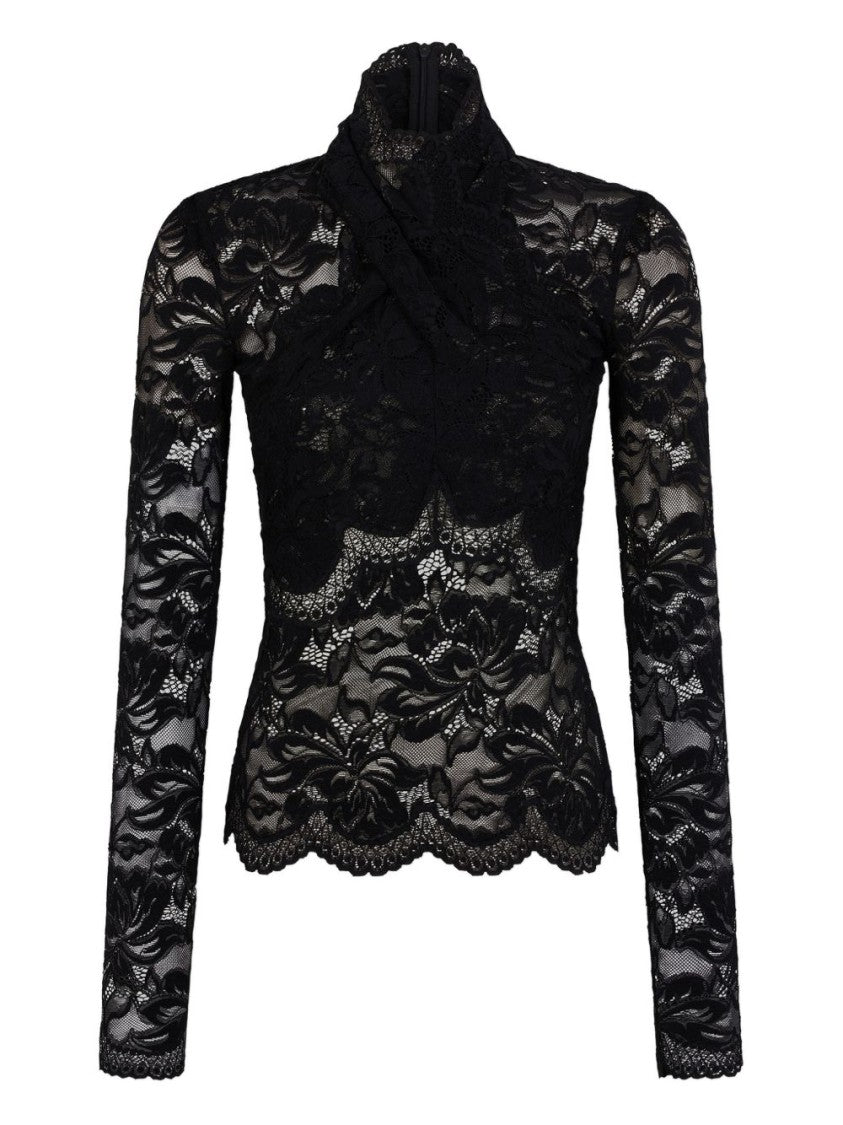 Rabanne Intricate Floral Lace Long-Sleeve Top