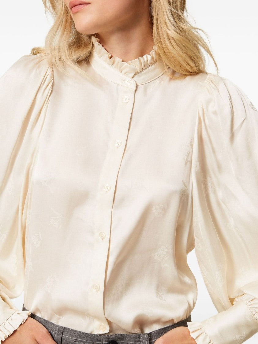 Twin-Set Floral Jacquard Blouse With Ruffled Collar