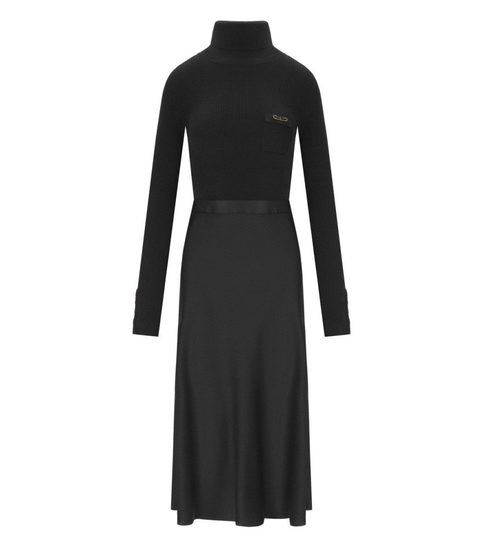 Elisabetta Franchi Black Turtleneck Dress