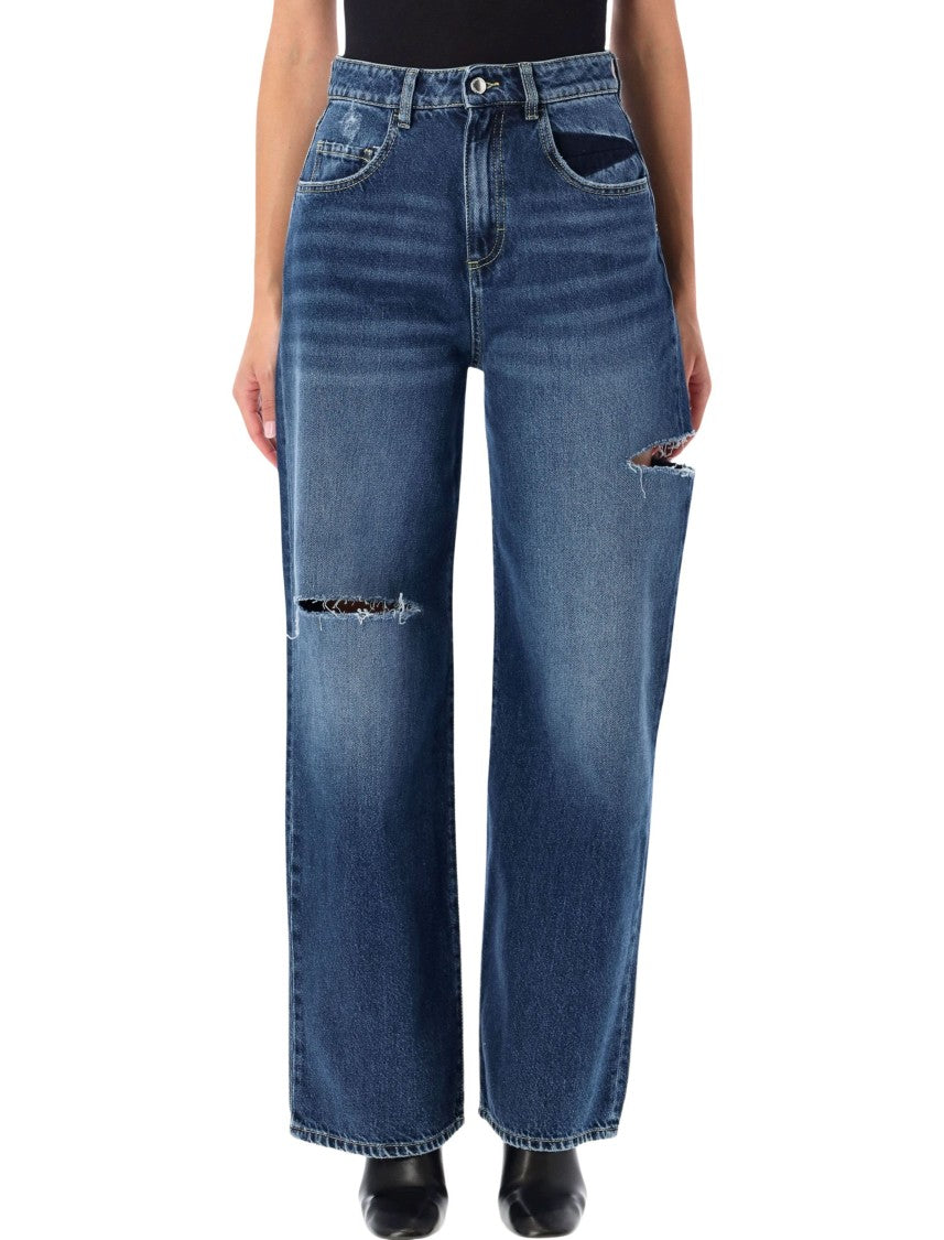 Icon Denim Poppy Broken Deep Blue Wide-Leg Jeans