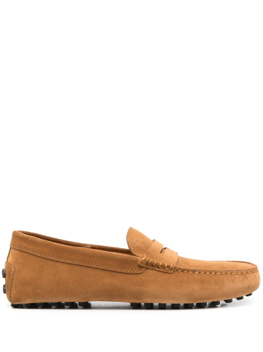 Tod's Caramel Brown Suede Moccasin-Style Flat Shoes