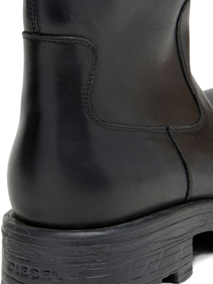 Diesel Mid-Calf Boots With Chunky Sole And Logo Detail