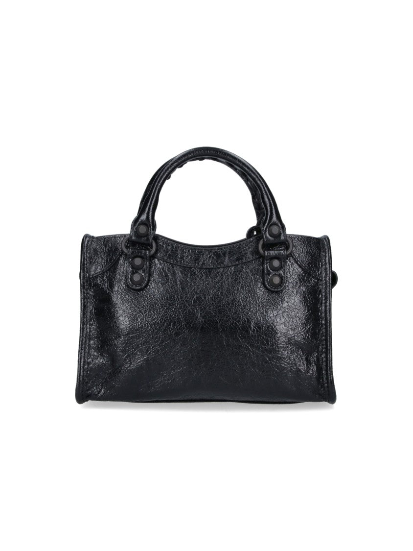 Balenciaga Black Le City Mini Arena Lambskin Shoulder Bag