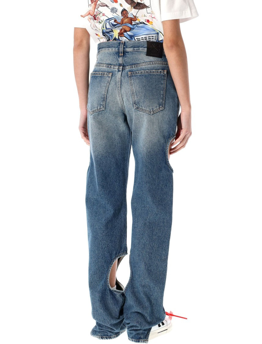 Off-White Straight-Leg Denim Jeans With Meteor Cut-Out Details