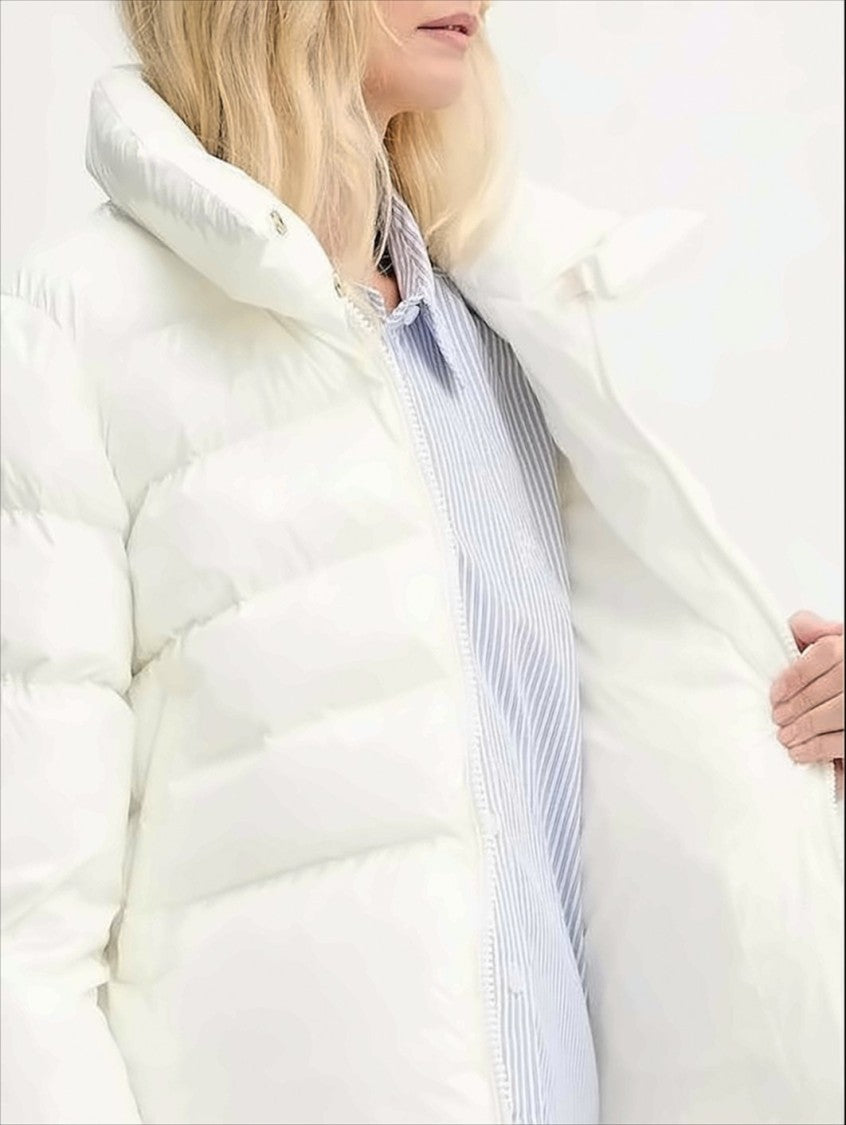 Pinko Cropped White Down Jacket With High Collar