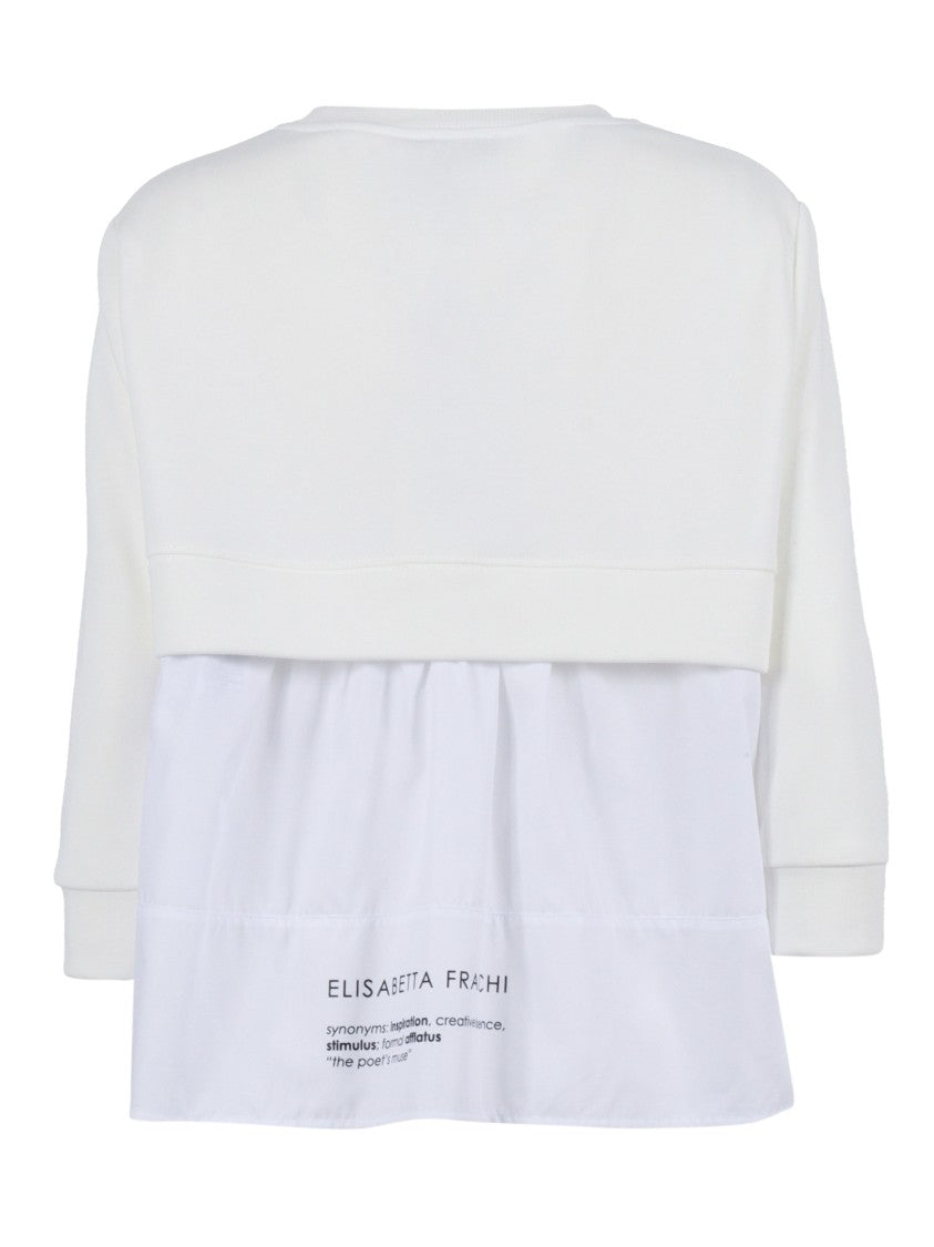 Elisabetta Franchi Layered White Sweatshirt With Front Pocket