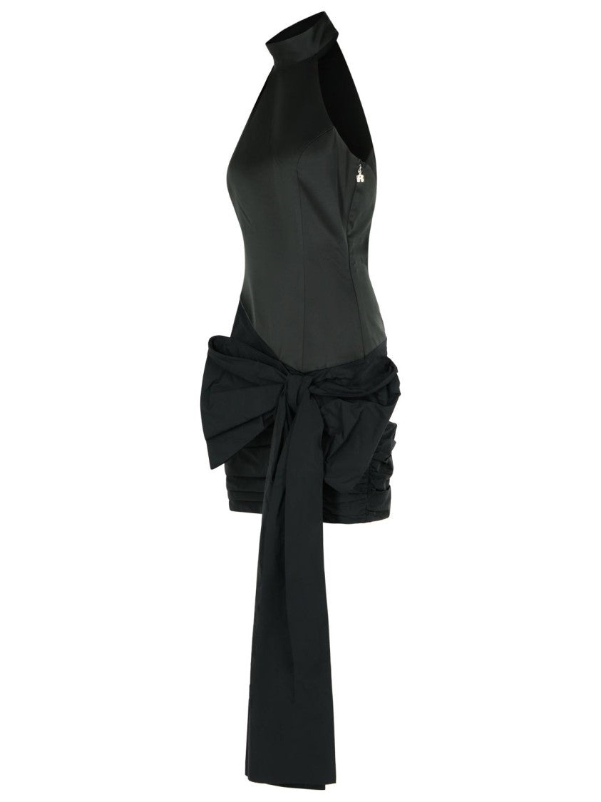 Rotate Dress With Bow In Black Polyester