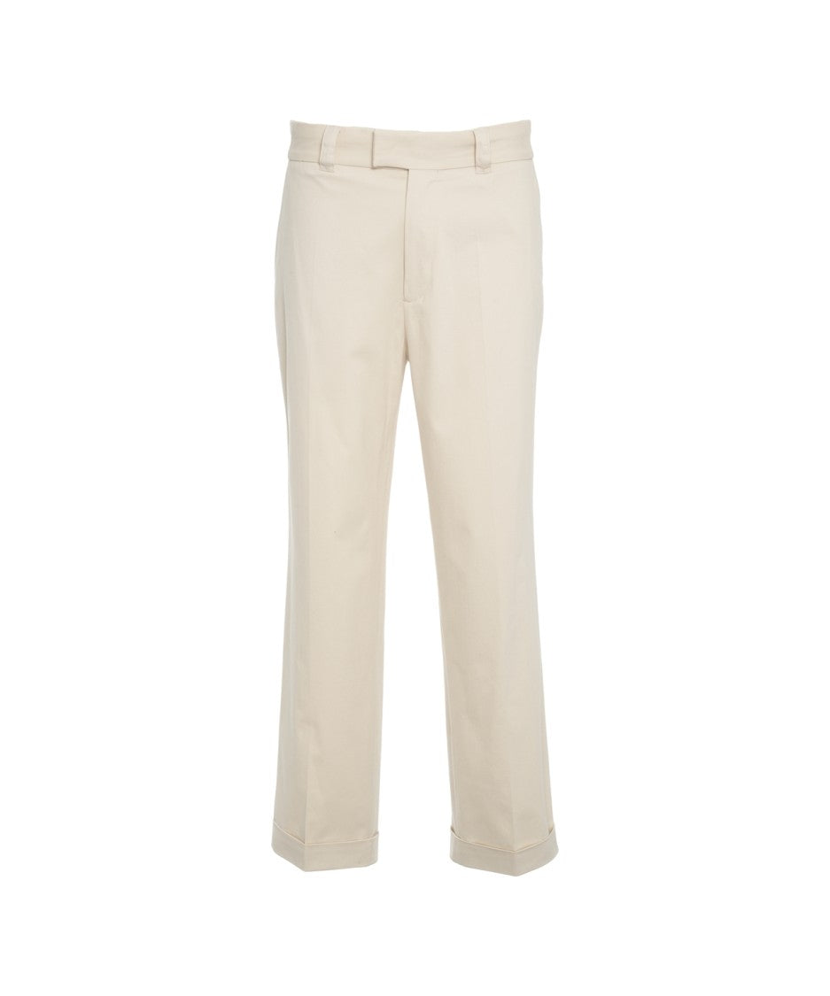 Paolo Pecora Straight-Leg Chino Pants With Turned-Up Hem And Minimalist Design