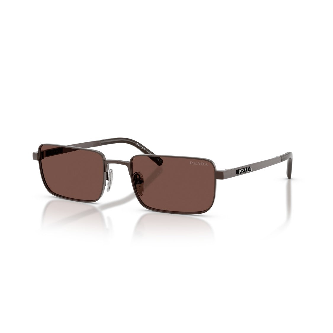 Prada Rectangular Metal Frame Sunglasses With Adjustable Nose Pads