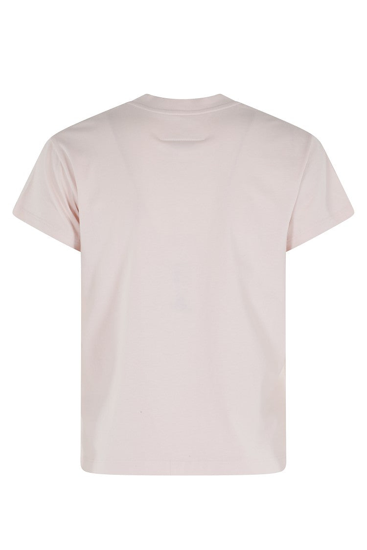 Mm6 By Maison Margiela Pink Front Logo Blanca-Seam Cotton T-Shirt