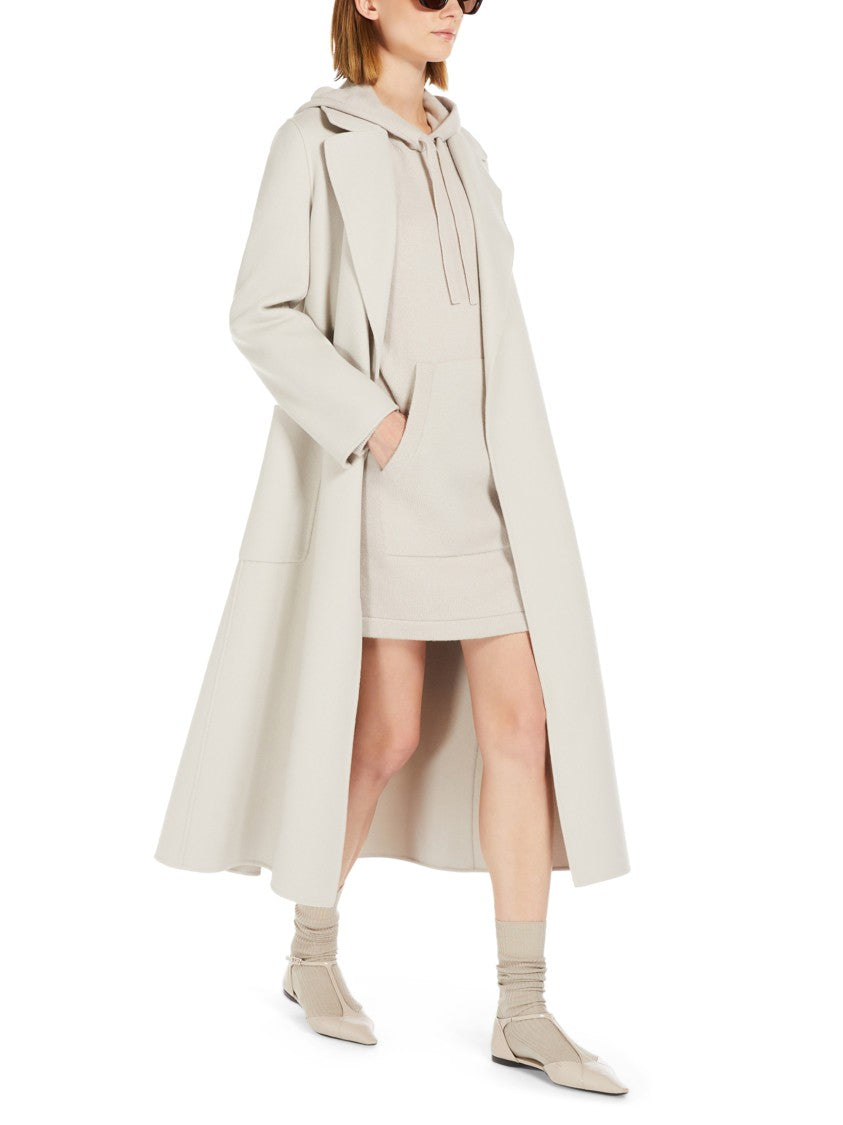 Max Mara Long Grey Coat With Belted Waist