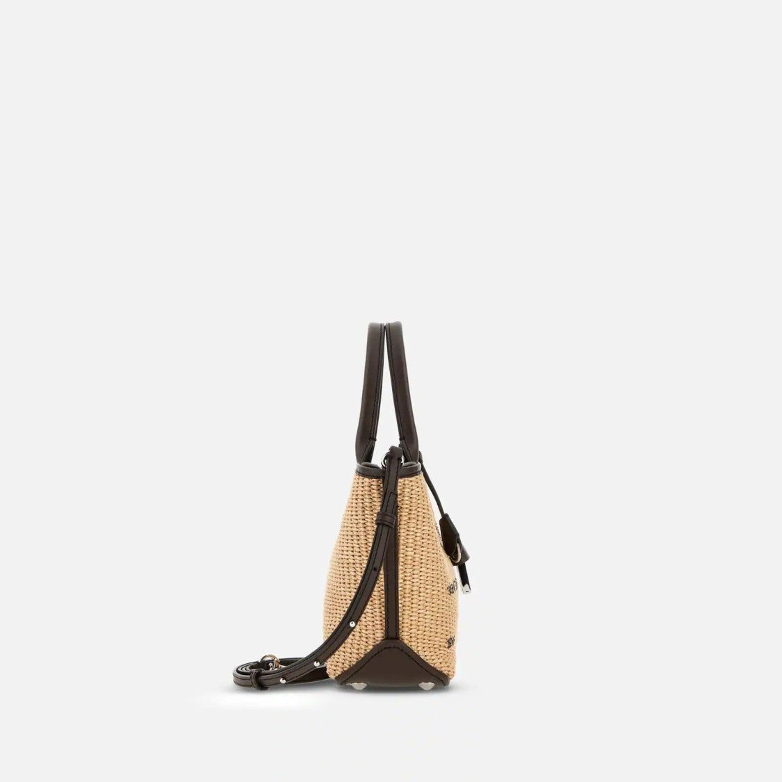 Hogan Beige Address Shopping Mini Raffia Shopping Bag