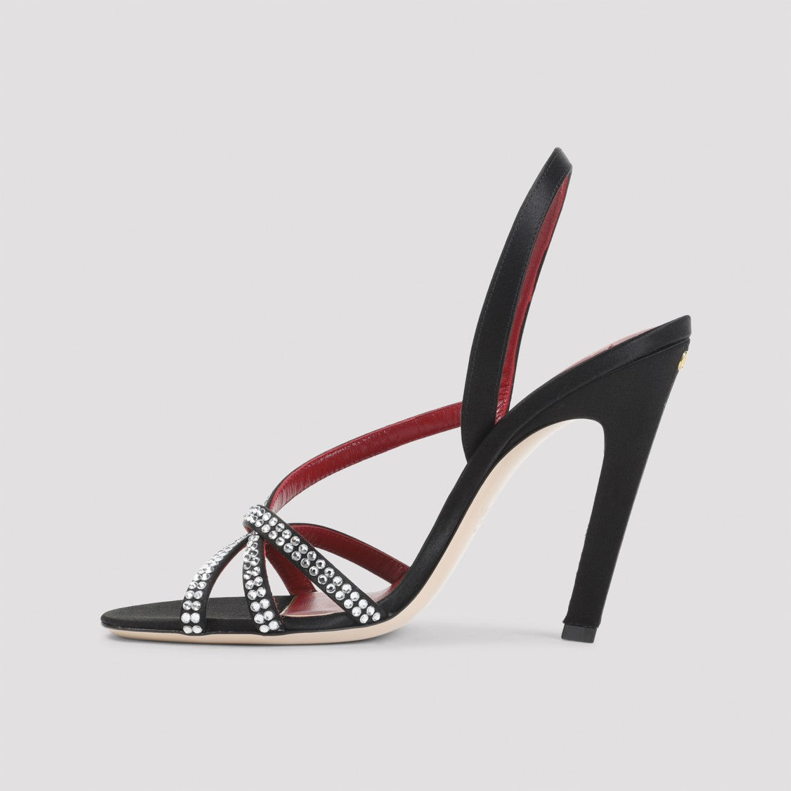 Valentino Garavani High-Heeled Black Sandals With Rhinestone Straps
