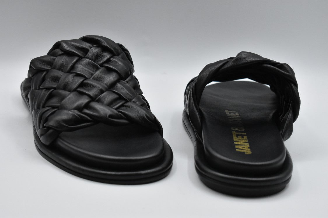 Janet & Janet Black Slides With Interlaced Design