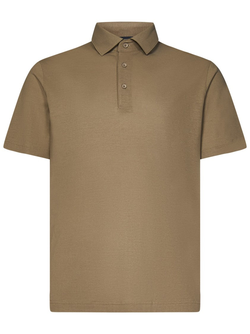 Herno Beige Tailored Polo Shirt With Classic Collar