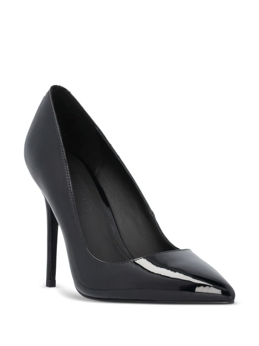 Pinko Pointed Toe Black Pumps With Patent Finish
