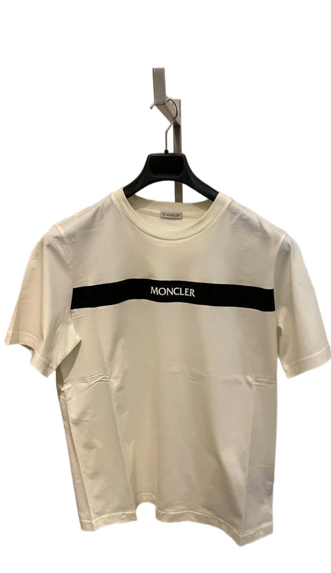 Moncler Cropped White T-Shirt With Minimalist Design And Logo Detail