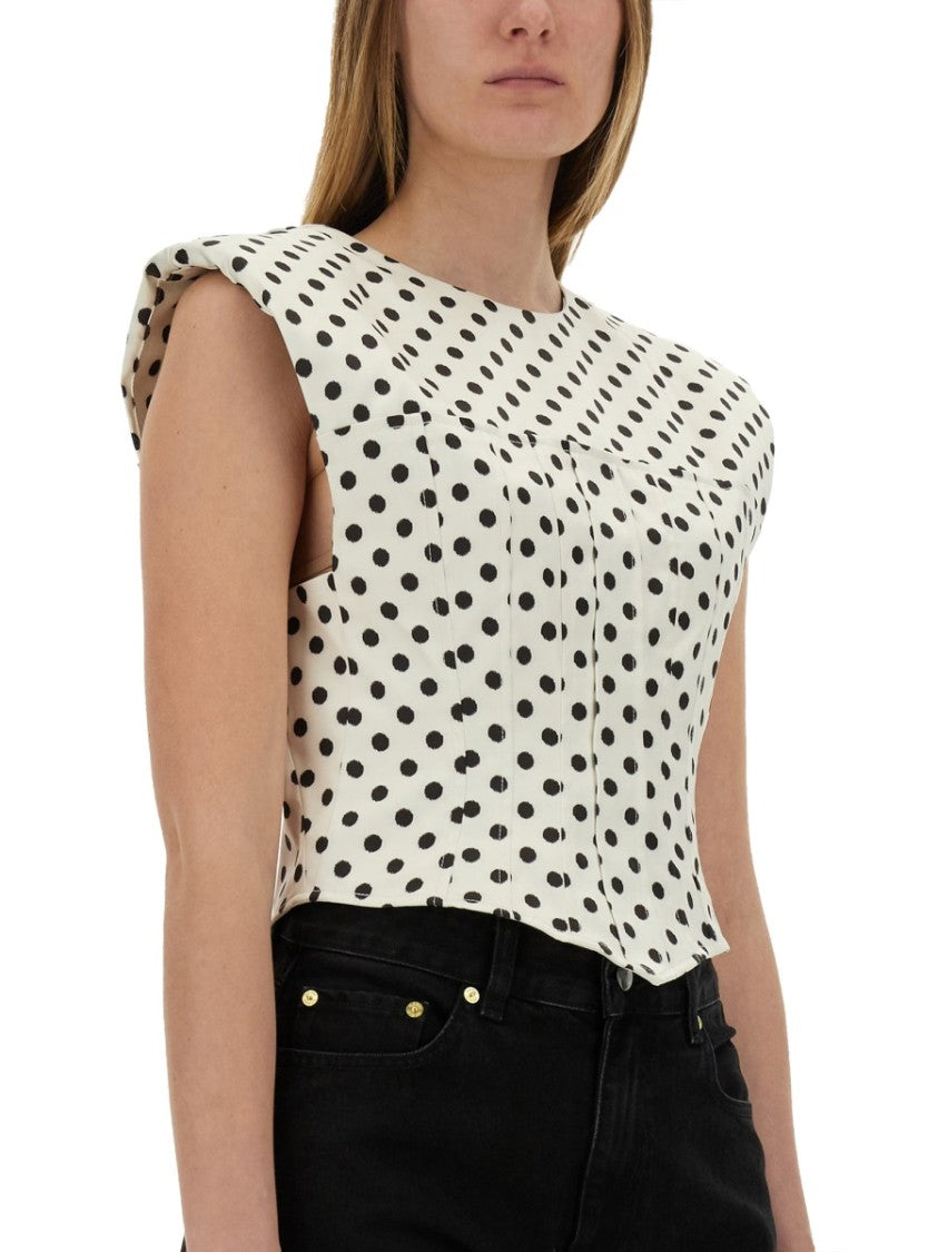 Ganni "Polka-Dot" Corset Top
