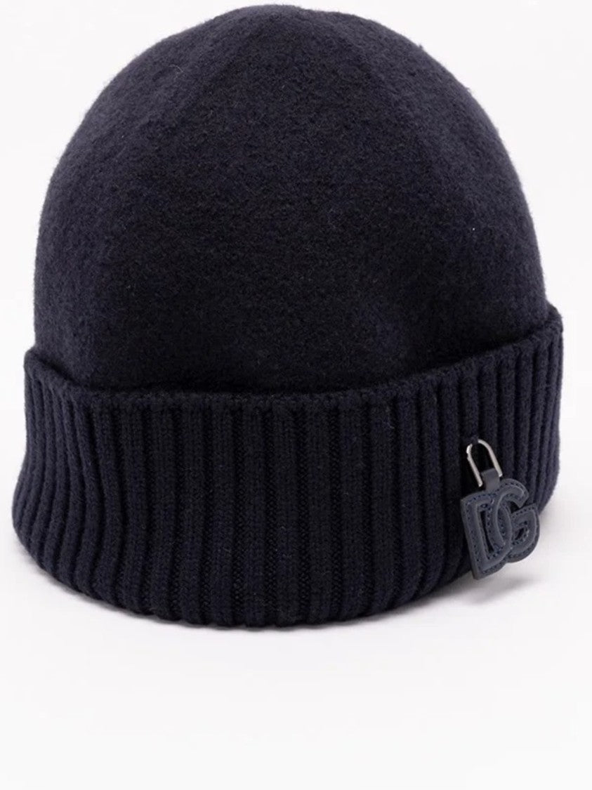 Dolce & Gabbana Berretto Black Ribbed Beanie Hat