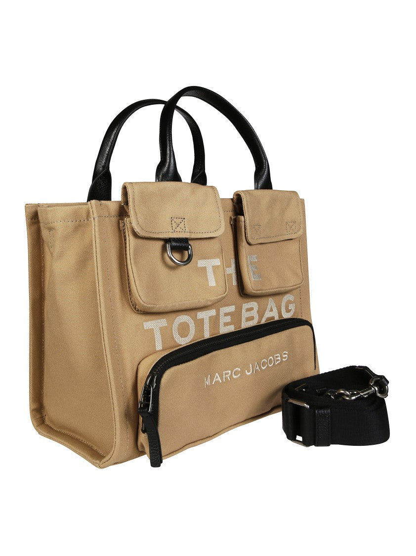 Marc Jacobs Structured Beige Tote Bag With Black Leather Accents