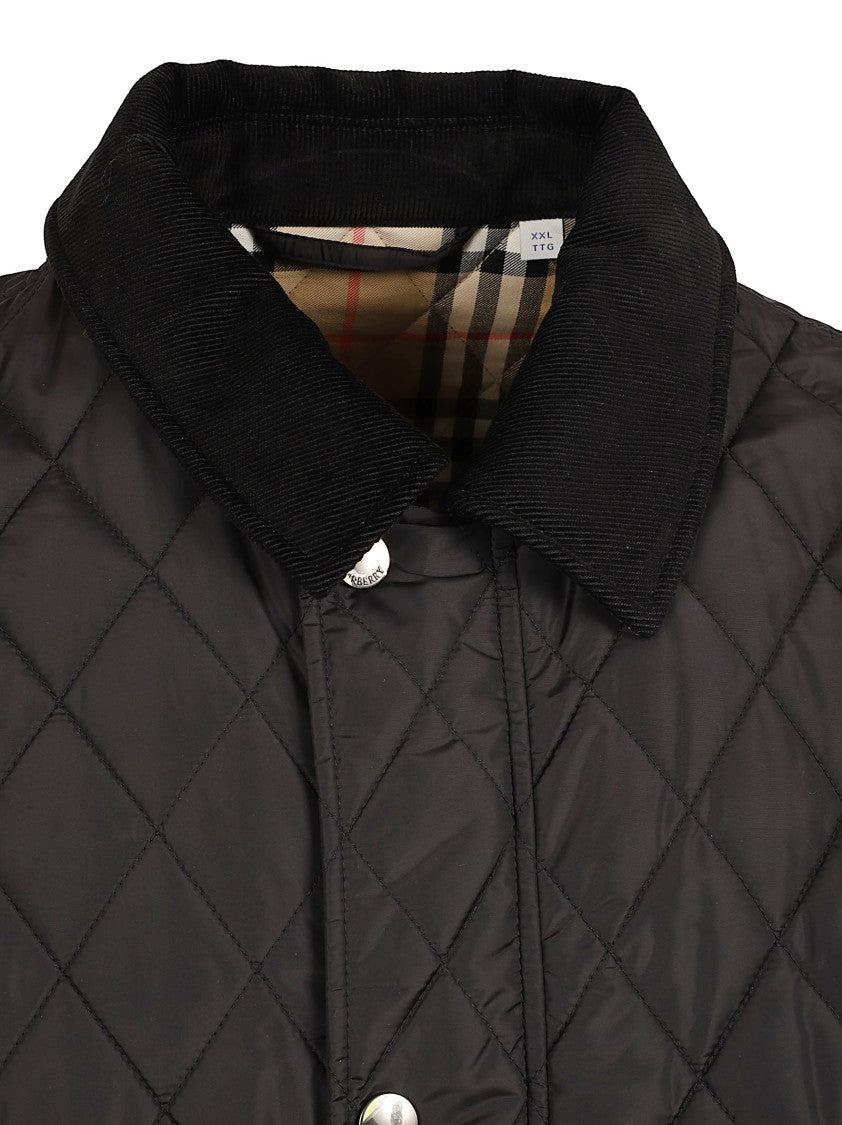 Burberry Diamond Quilted Jacket With Corduroy Collar