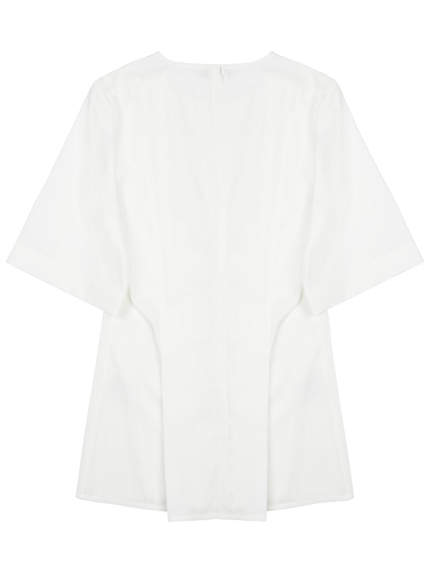 Totême Plissé V-Neck Pure Cotton Blouse