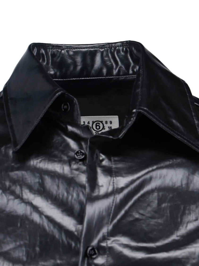 Mm6 By Maison Margiela Button-Up Black Shirt With Tailored Fit And Pointed Collar