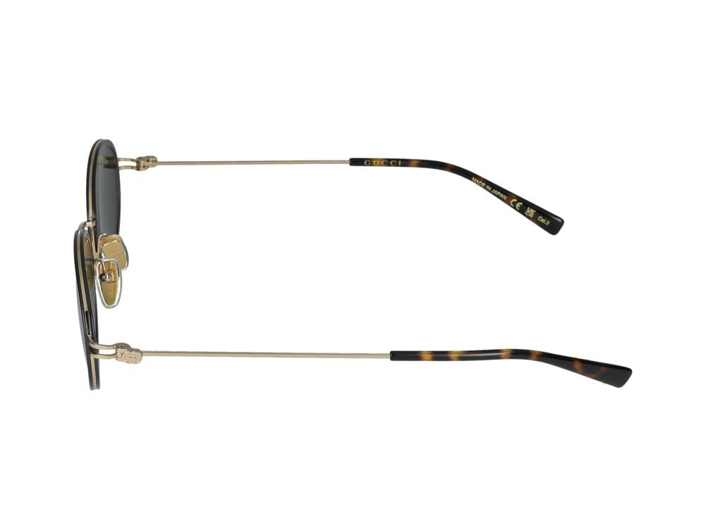 Gucci Grey Gold-Tone Bridge Round Sunglasses