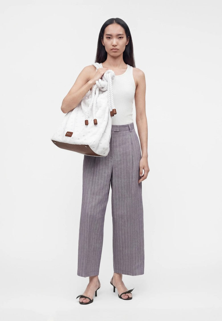 Max Mara White Geometric Tote Bag With Twisted Rope Handles