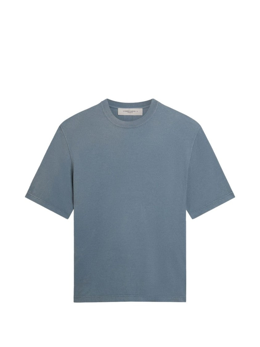 Golden Goose Blue Silk And Nylon Crew Neck T-Shirt