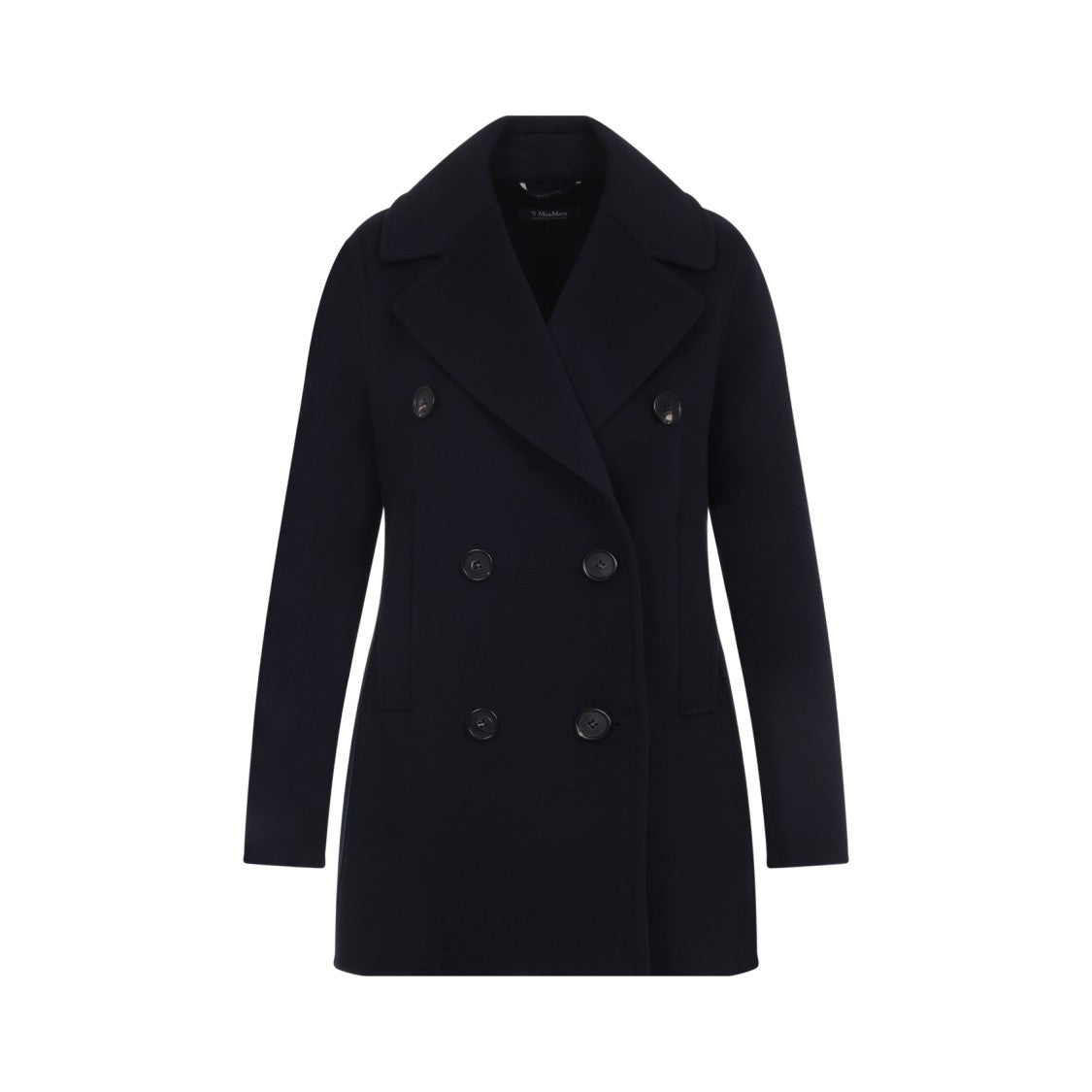 Max Mara Double-Breasted Blue Virgin Wool Caban Coat