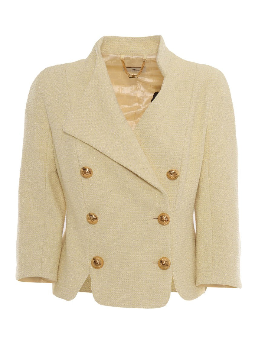 Elisabetta Franchi Tailored Beige Crop Jacket
