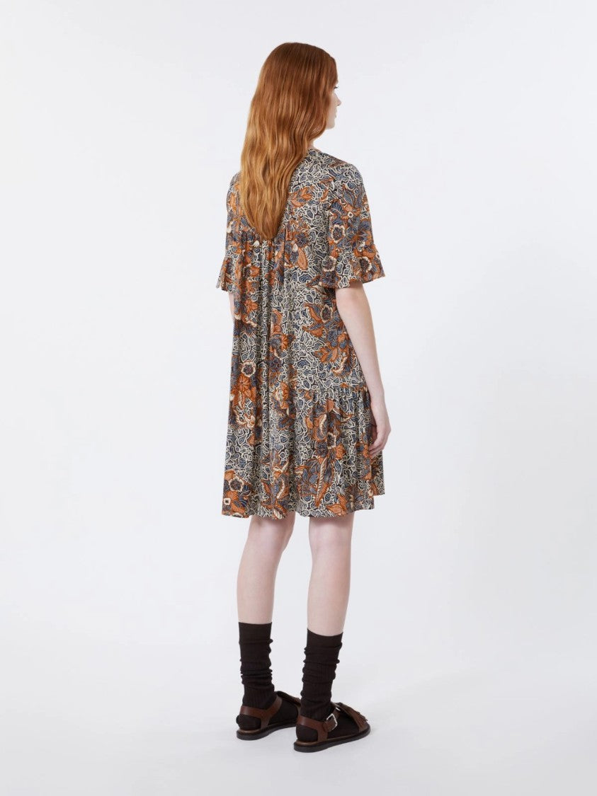 Max Mara V-Neck Mini Dress With Flared Sleeves
