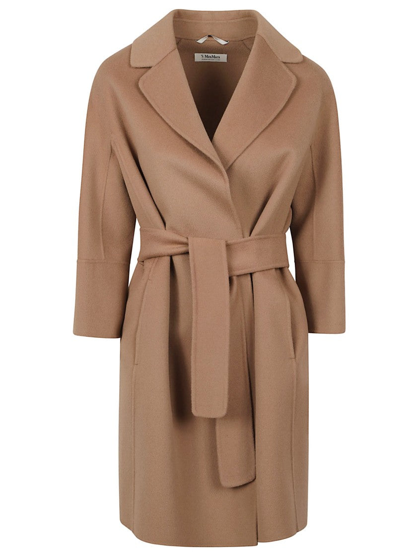 Max Mara Brown Virgin Wool Tailored Coat With Wide Lapel