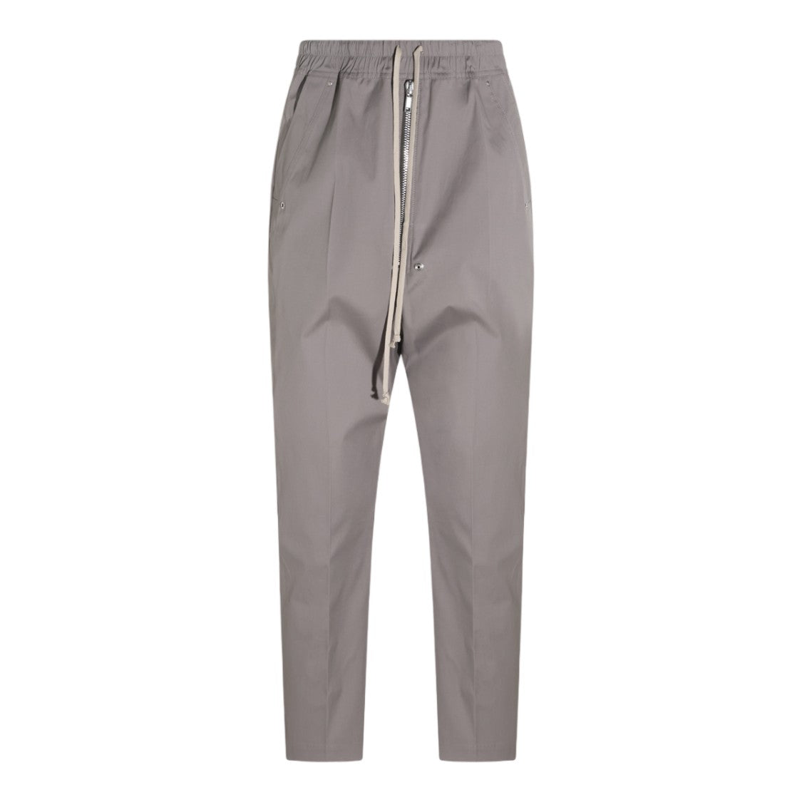 Rick Owens Tapered Fit Grey Trousers With Drawstring Accent