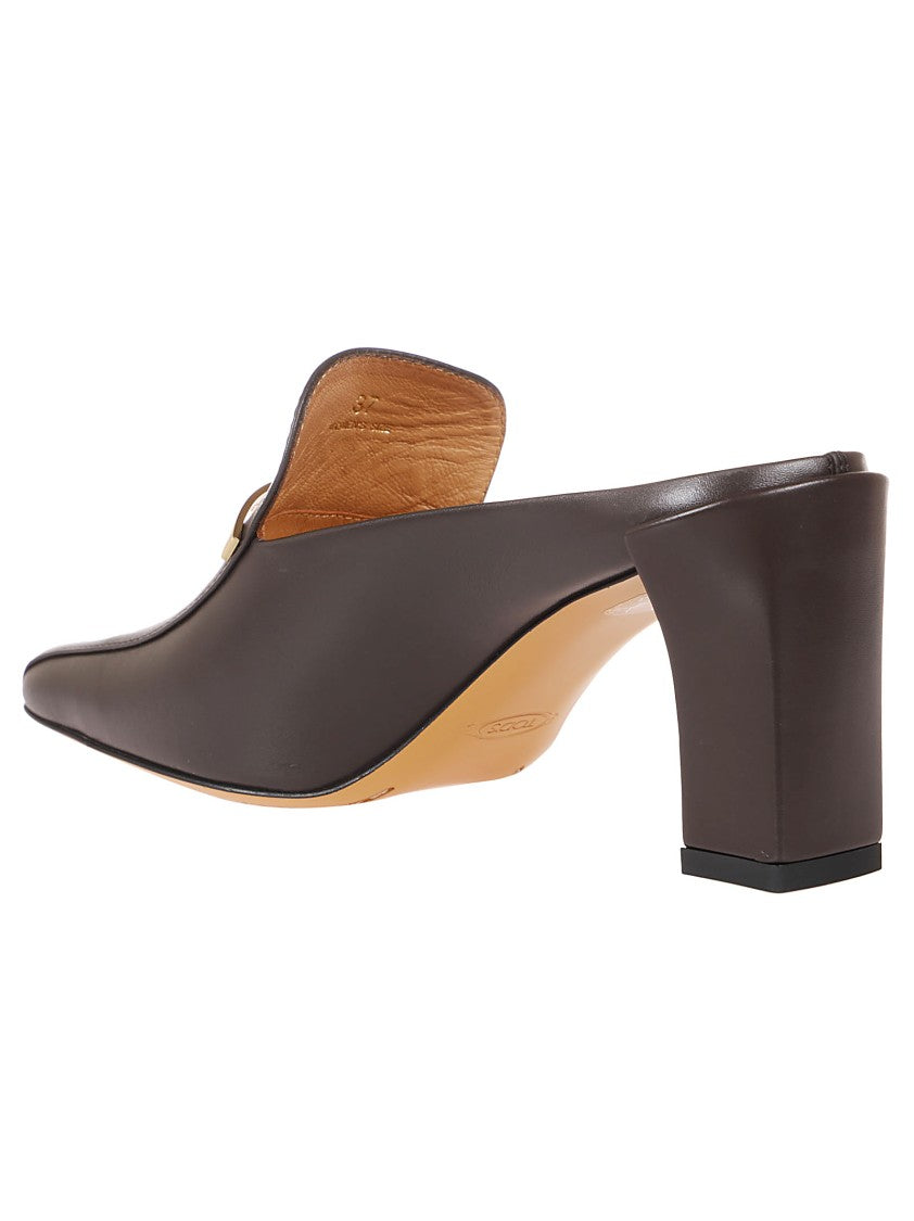Tod's Mules With Pointed Toe And Gold Accents