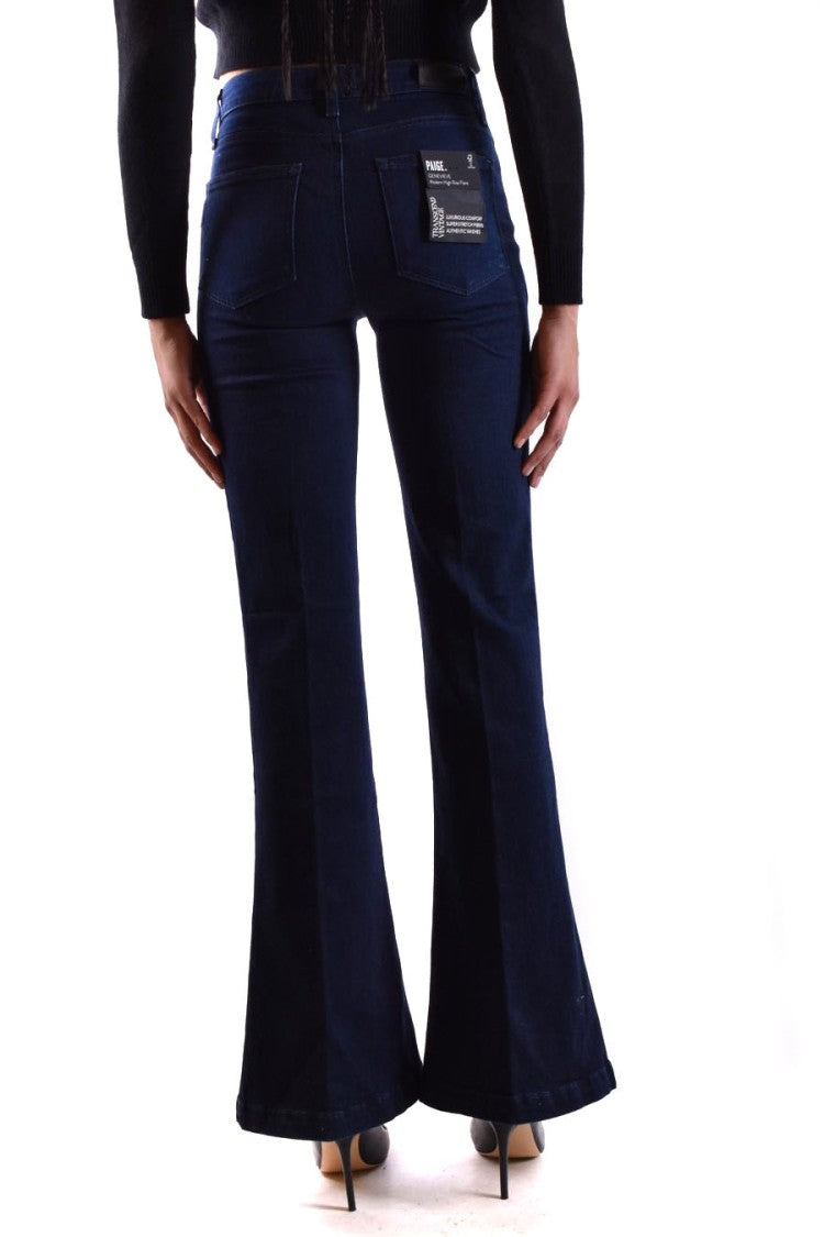Paige High-Waisted Indigo Denim Jeans With Flared Silhouette