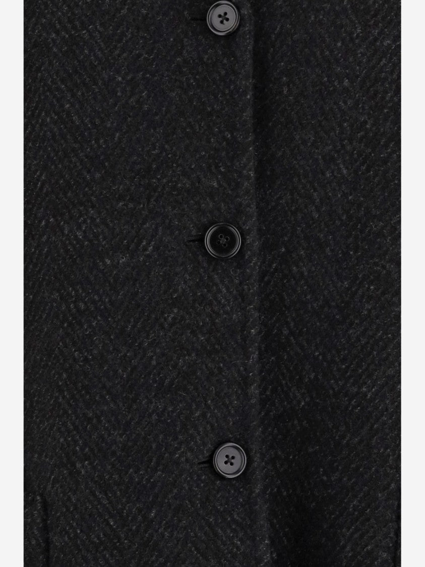 Jil Sander Dark Gray Wool Coat With Classic Lapel