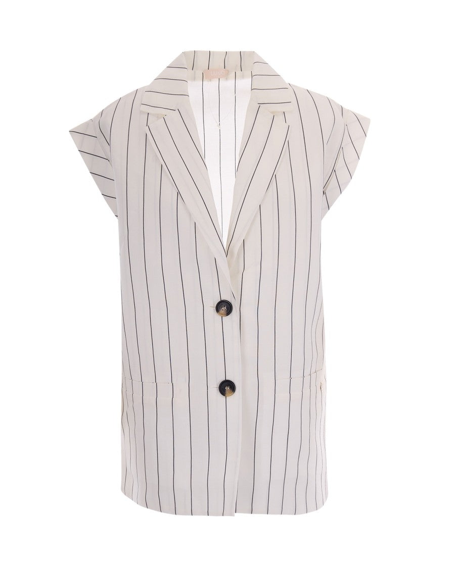 Liu Jo Sleeveless Pinstripe Vest With Classic Notch Lapel