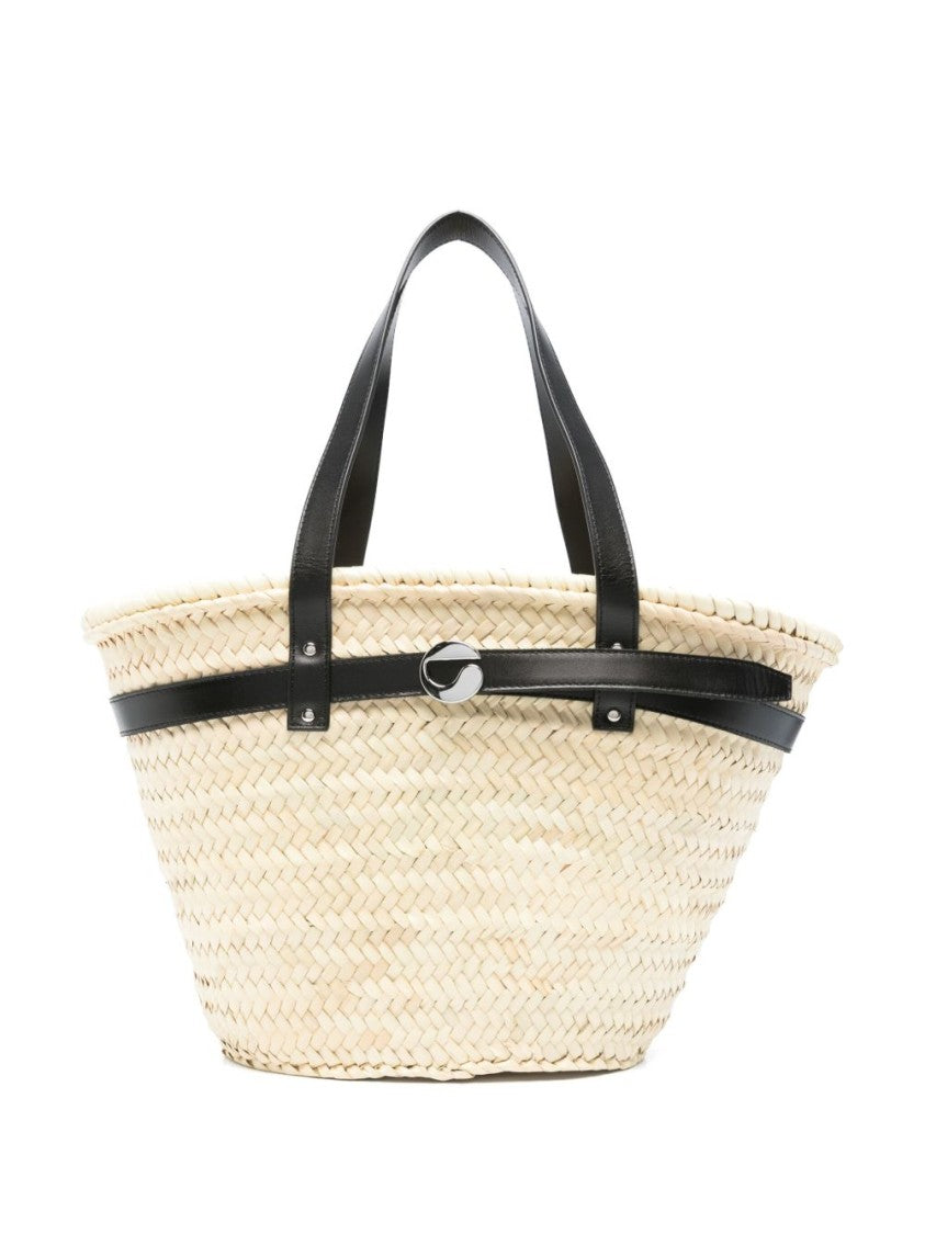 Coperni Beige Woven Basket Leather Handle Bag