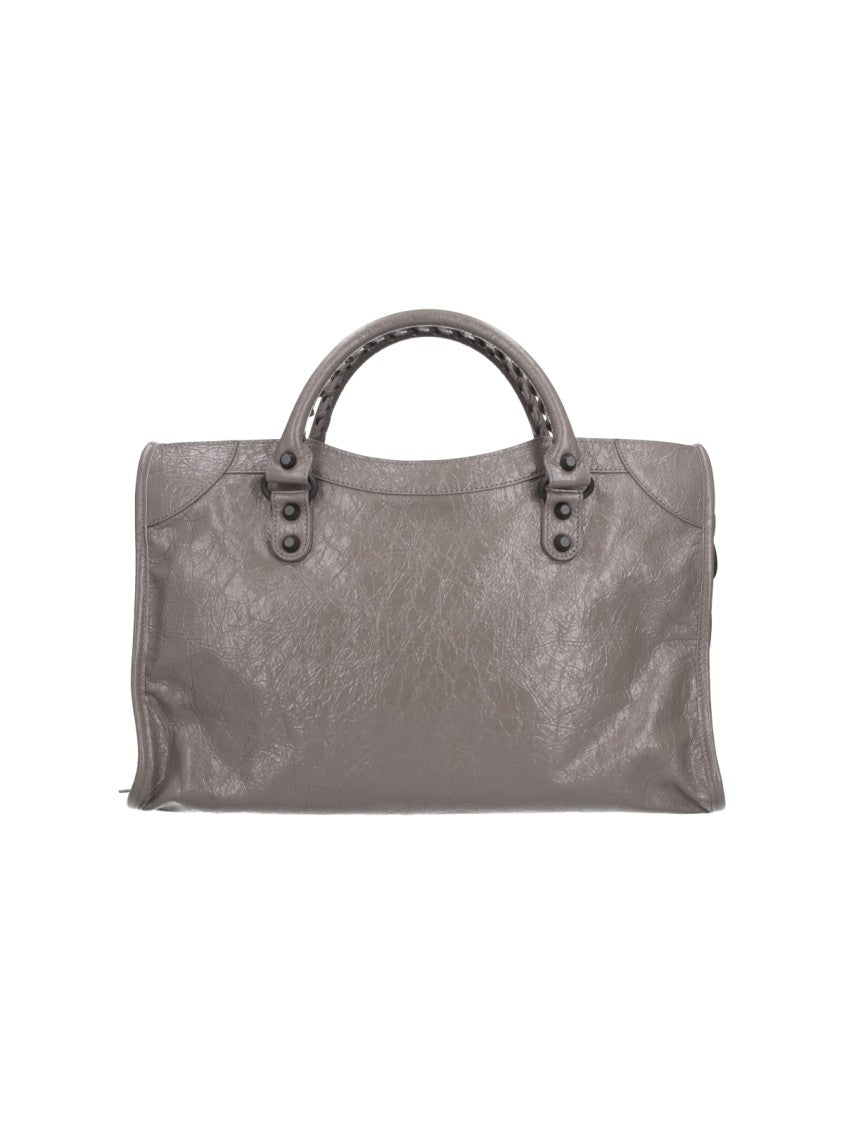 Balenciaga Rectangular Handbag In Textured Grey Leather