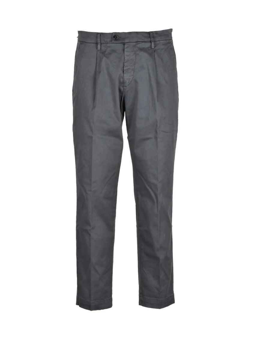 Bro Ship Straight-Leg Grey Trousers With Mid-Rise Waist And Flexible Fit