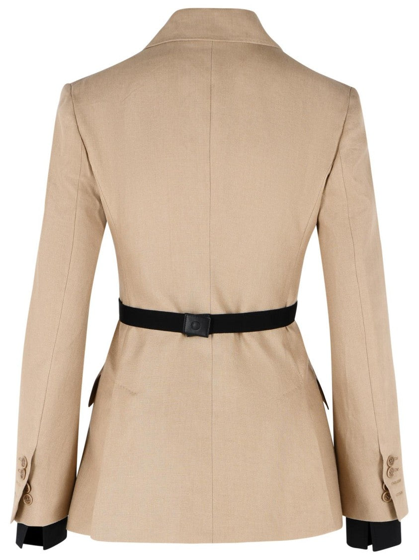 Max Mara 'Fionda' Double-Breasted Blazer In Pure Camel Linen Natté