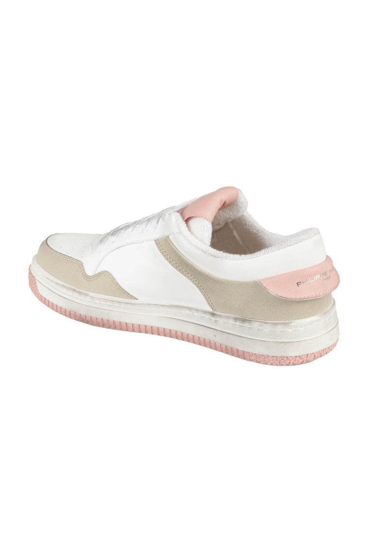 Philippe Model White And Pink Lyon Low Sneakers