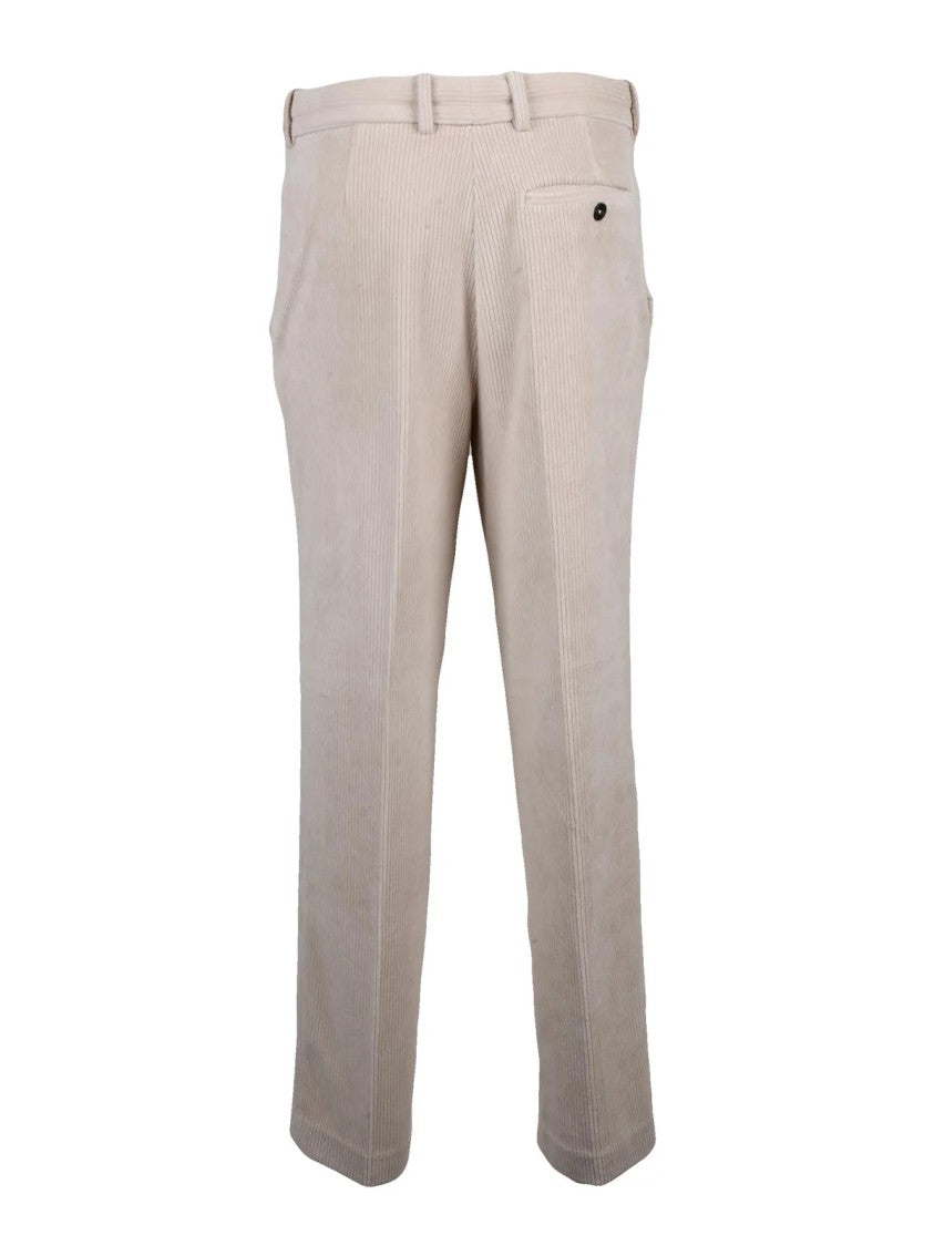 Circolo 1901 Beige Straight-Cut Trousers With Vertical Ribbed Texture