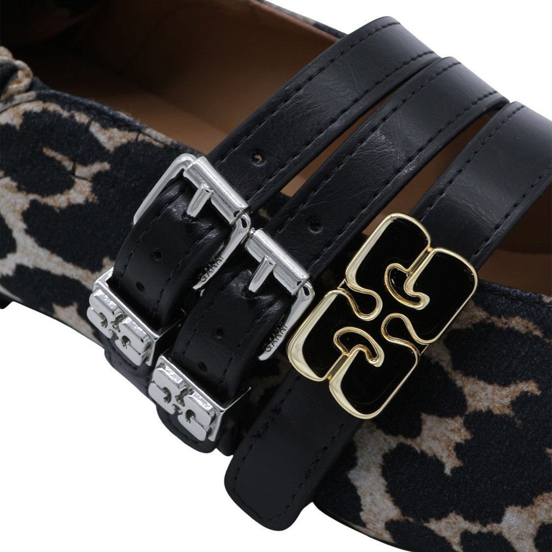 Ganni Pointed Toe Leopard Print Flats
