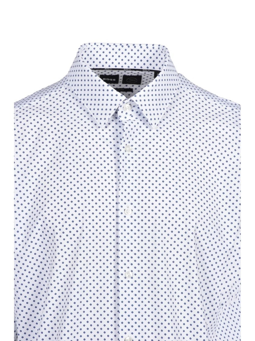 Boss White Dot Print Stretch Slim-Fit Technical Shirt