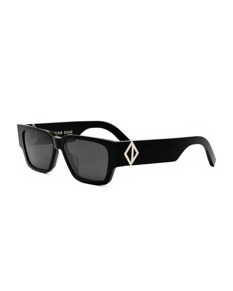 Dior Rectangular Black Sunglasses With Angular Frame