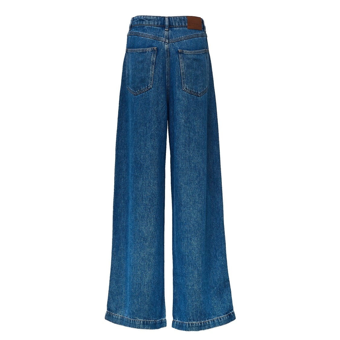 Sportmax Wide-Leg Denim Jeans With Vintage Wash And Tobacco Stitching