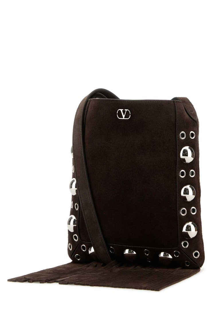 Valentino Garavani Brown Suede Small Nellcôte Crossbody Bag